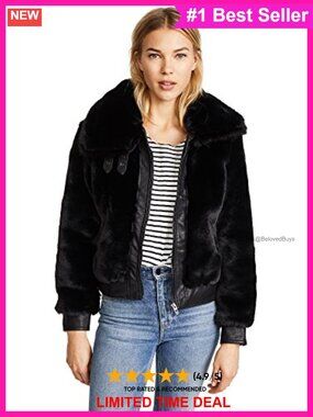 Faux Fur Coat Long Sleeve Notch Collar Straight Fit Cold Weather Outerwear